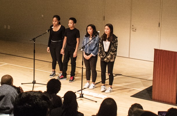 Middle School students lead our Black History Month Celebration. 