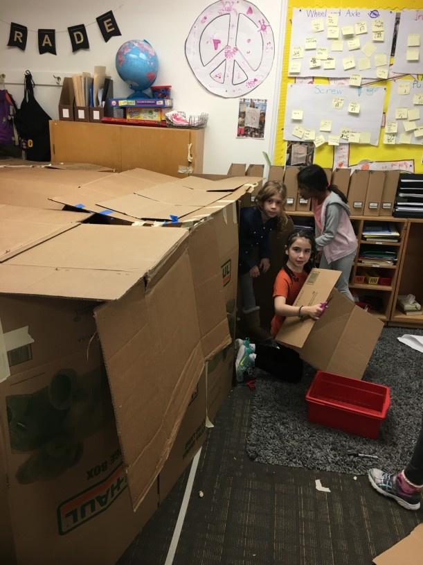 2nd Grade build forts in the classroom. 